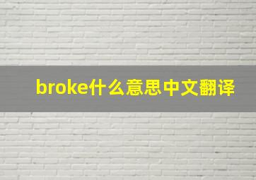 broke什么意思中文翻译