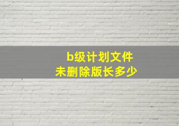 b级计划文件未删除版长多少