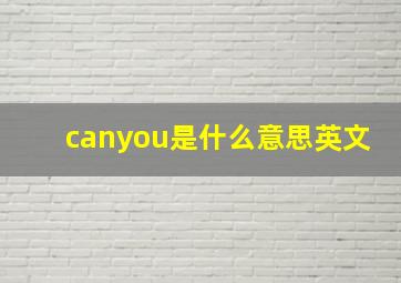 canyou是什么意思英文