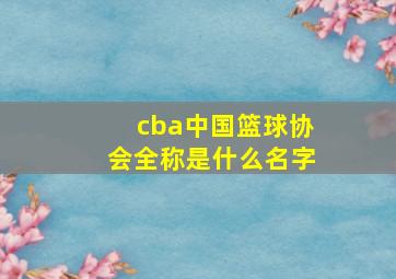 cba中国篮球协会全称是什么名字