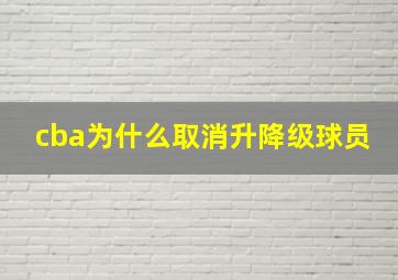 cba为什么取消升降级球员