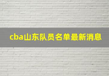 cba山东队员名单最新消息