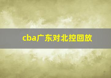 cba广东对北控回放