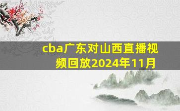 cba广东对山西直播视频回放2024年11月