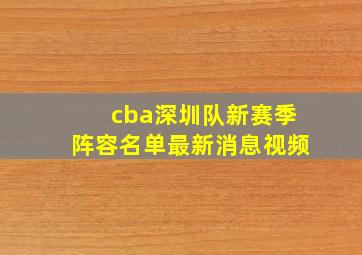 cba深圳队新赛季阵容名单最新消息视频