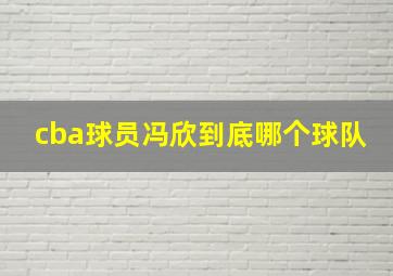 cba球员冯欣到底哪个球队