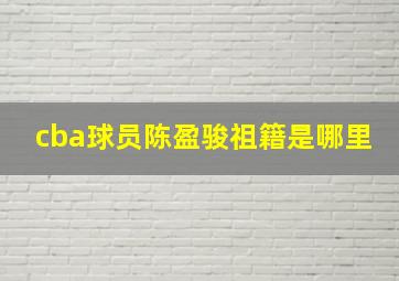 cba球员陈盈骏祖籍是哪里