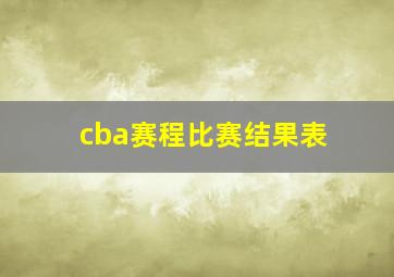 cba赛程比赛结果表