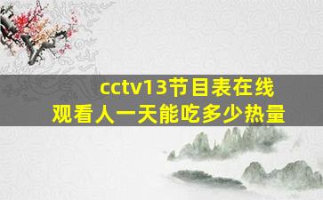 cctv13节目表在线观看人一天能吃多少热量