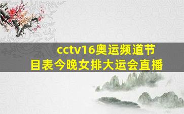 cctv16奥运频道节目表今晚女排大运会直播