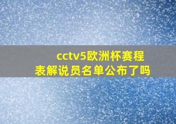 cctv5欧洲杯赛程表解说员名单公布了吗