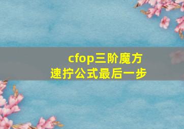 cfop三阶魔方速拧公式最后一步