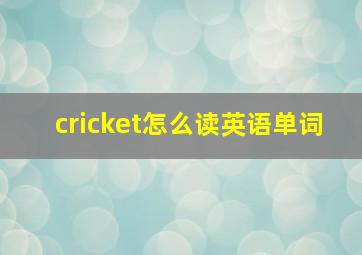 cricket怎么读英语单词