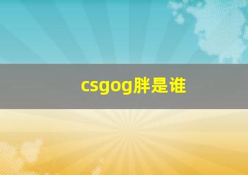 csgog胖是谁