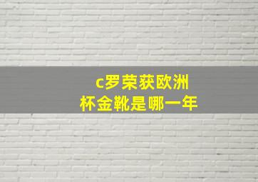 c罗荣获欧洲杯金靴是哪一年