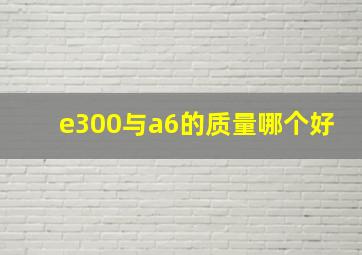 e300与a6的质量哪个好