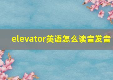 elevator英语怎么读音发音