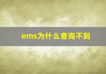 ems为什么查询不到