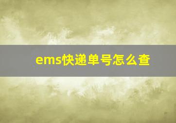 ems快递单号怎么查