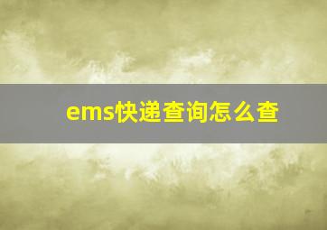 ems快递查询怎么查