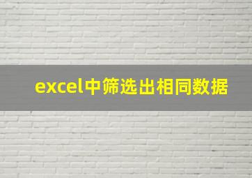 excel中筛选出相同数据