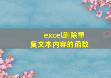 excel删除重复文本内容的函数