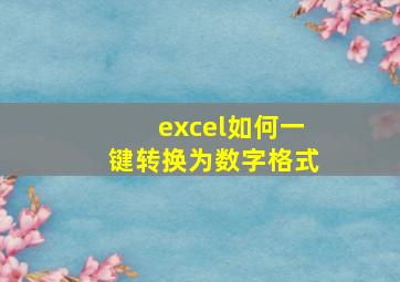 excel如何一键转换为数字格式