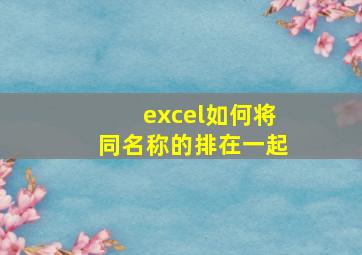 excel如何将同名称的排在一起