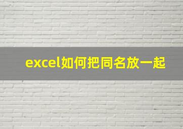 excel如何把同名放一起