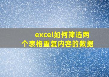 excel如何筛选两个表格重复内容的数据