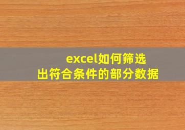 excel如何筛选出符合条件的部分数据