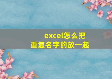 excel怎么把重复名字的放一起