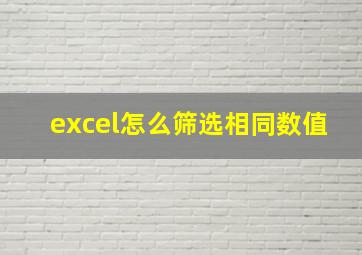 excel怎么筛选相同数值