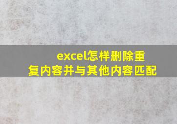 excel怎样删除重复内容并与其他内容匹配