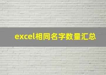 excel相同名字数量汇总