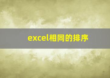 excel相同的排序