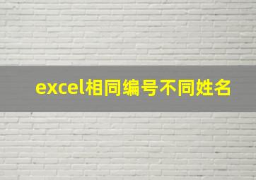 excel相同编号不同姓名