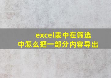 excel表中在筛选中怎么把一部分内容导出