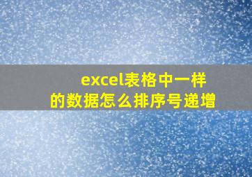 excel表格中一样的数据怎么排序号递增