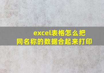 excel表格怎么把同名称的数据合起来打印