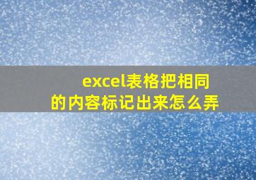 excel表格把相同的内容标记出来怎么弄