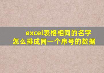 excel表格相同的名字怎么排成同一个序号的数据