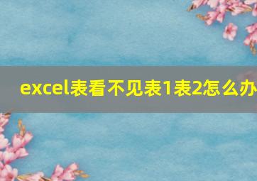 excel表看不见表1表2怎么办