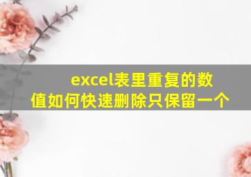 excel表里重复的数值如何快速删除只保留一个