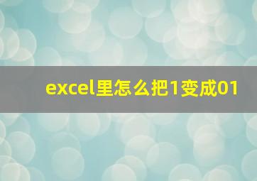 excel里怎么把1变成01