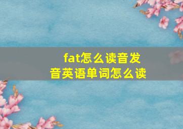 fat怎么读音发音英语单词怎么读