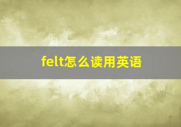 felt怎么读用英语