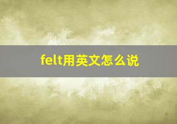 felt用英文怎么说