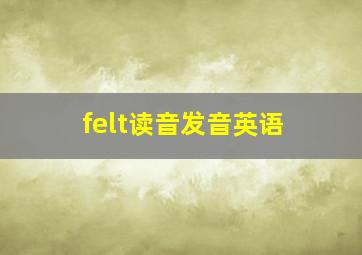 felt读音发音英语