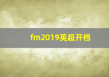 fm2019英超开档